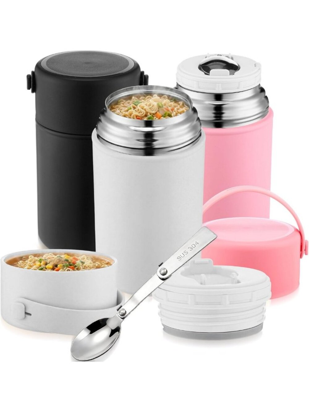 3 Pack Insulated Food Jars - 35 Oz Stainless Steel Thermal Containers for Hot